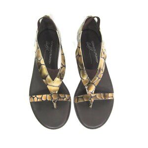 Donald J Pliner EUC Size 7N Slingback Sandals Embossed Croc Snake Patent Leather